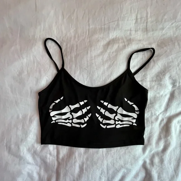 SHEIN SKELETON PRINT CROP CAMI TOP - Picture 2 of 4